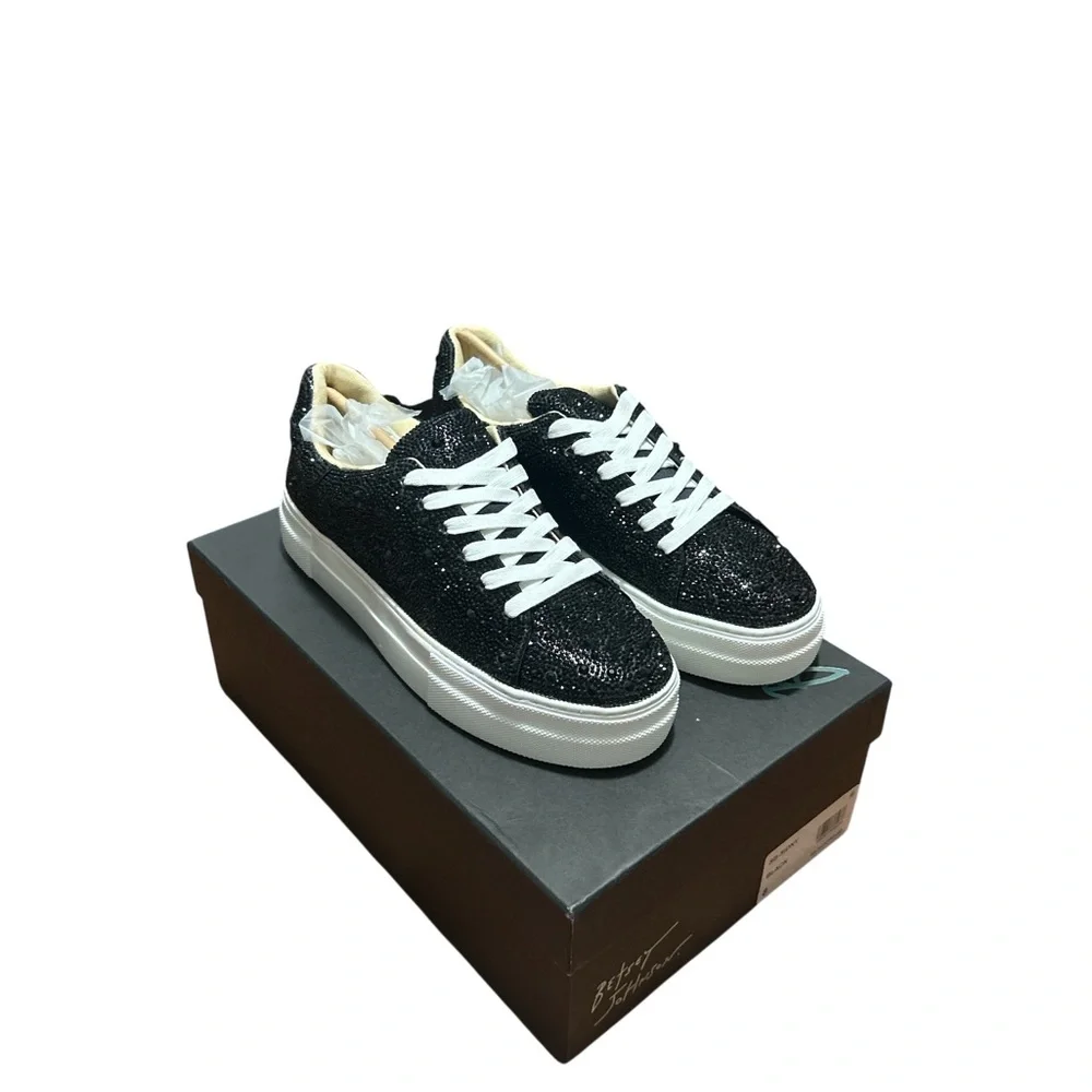 Betsey Johnson Sidny Black Rhinestone Platform Sneakers Size 8 NIB - Picture 6 of 9